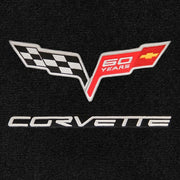 Lloyd C6 60 Years Double Logo Svr/Blk Corvette - C6 Corvette floor mat emblem
