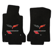 2010-2012 C6 Corvette Grand Sport Lloyd front floor mats - Crossed Flags & Grand Sport Logo