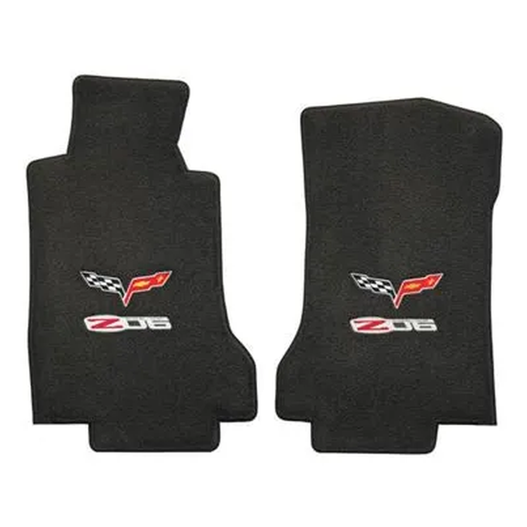 2008-2012 C6 Corvette Z06 Lloyd front floor mats - Crossed Flags & Z06 Logo