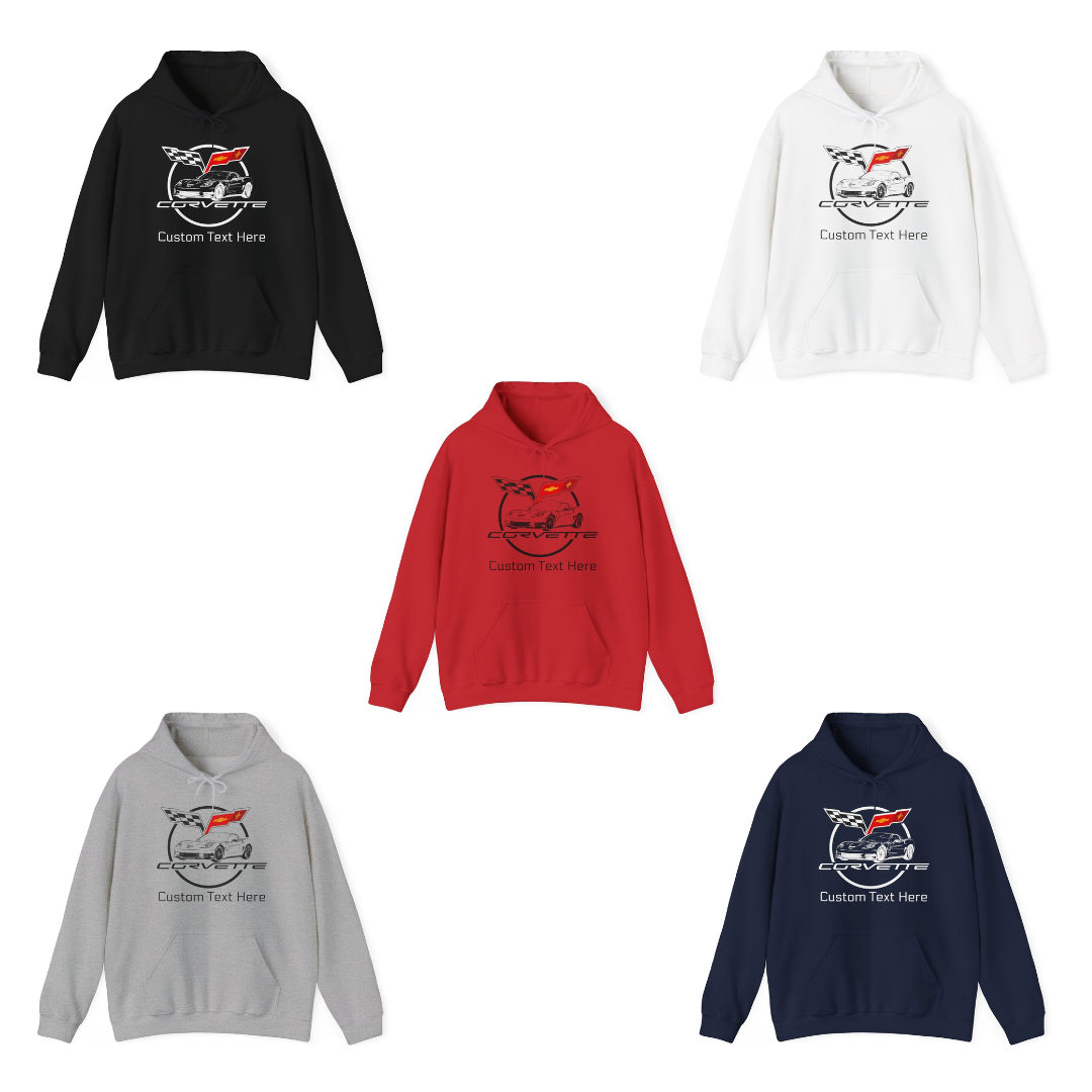 C6 Corvette Personalized Custom Car Color Cotton Blend Hooded Sweatshirt - TRANSPARENT
