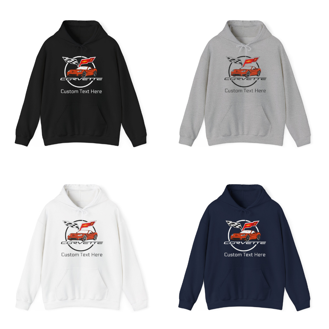 C6 Corvette Personalized Custom Car Color Cotton Blend Hooded Sweatshirt - ORANGE
