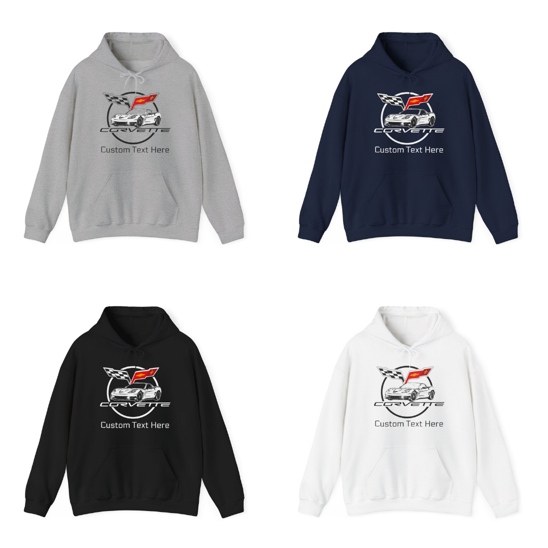 C6 Corvette Personalized Custom Car Color Cotton Blend Hooded Sweatshirt - WHITE