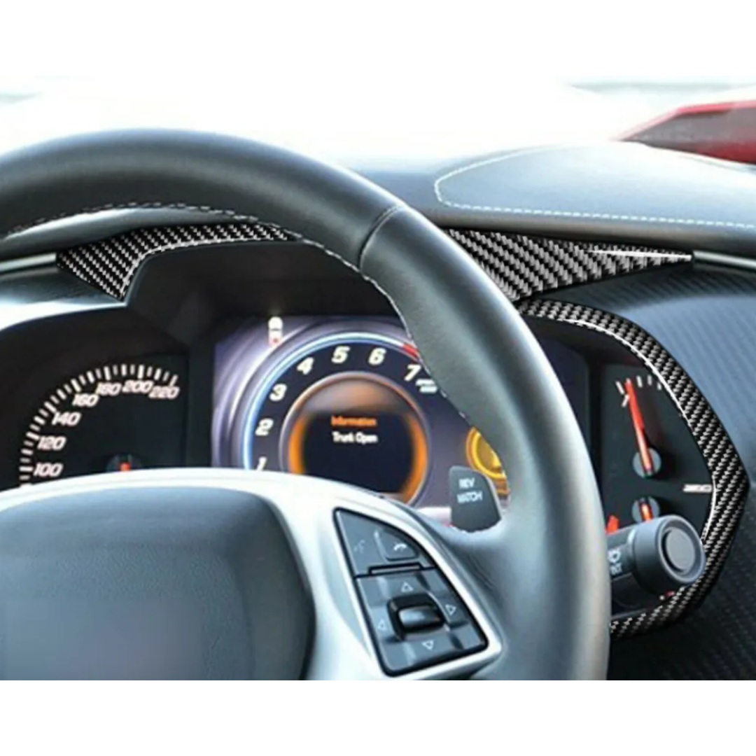 C7 2014-2019 Corvette Carbon Fiber Gauge Bezel Overlay - CA