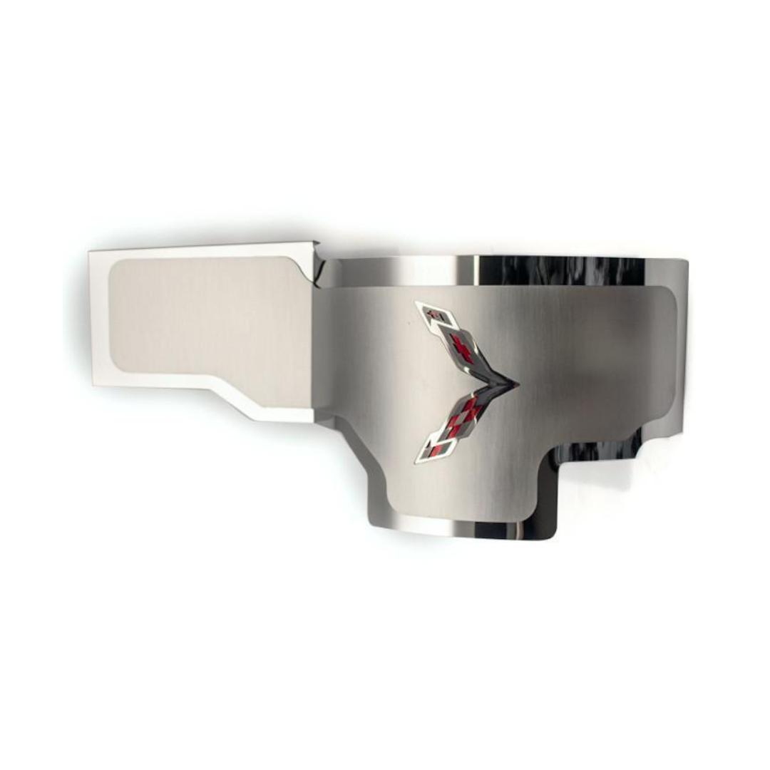 C7 Corvette Alternator Cover | Crossed Flags Emblem | Color Options | 2014-2019