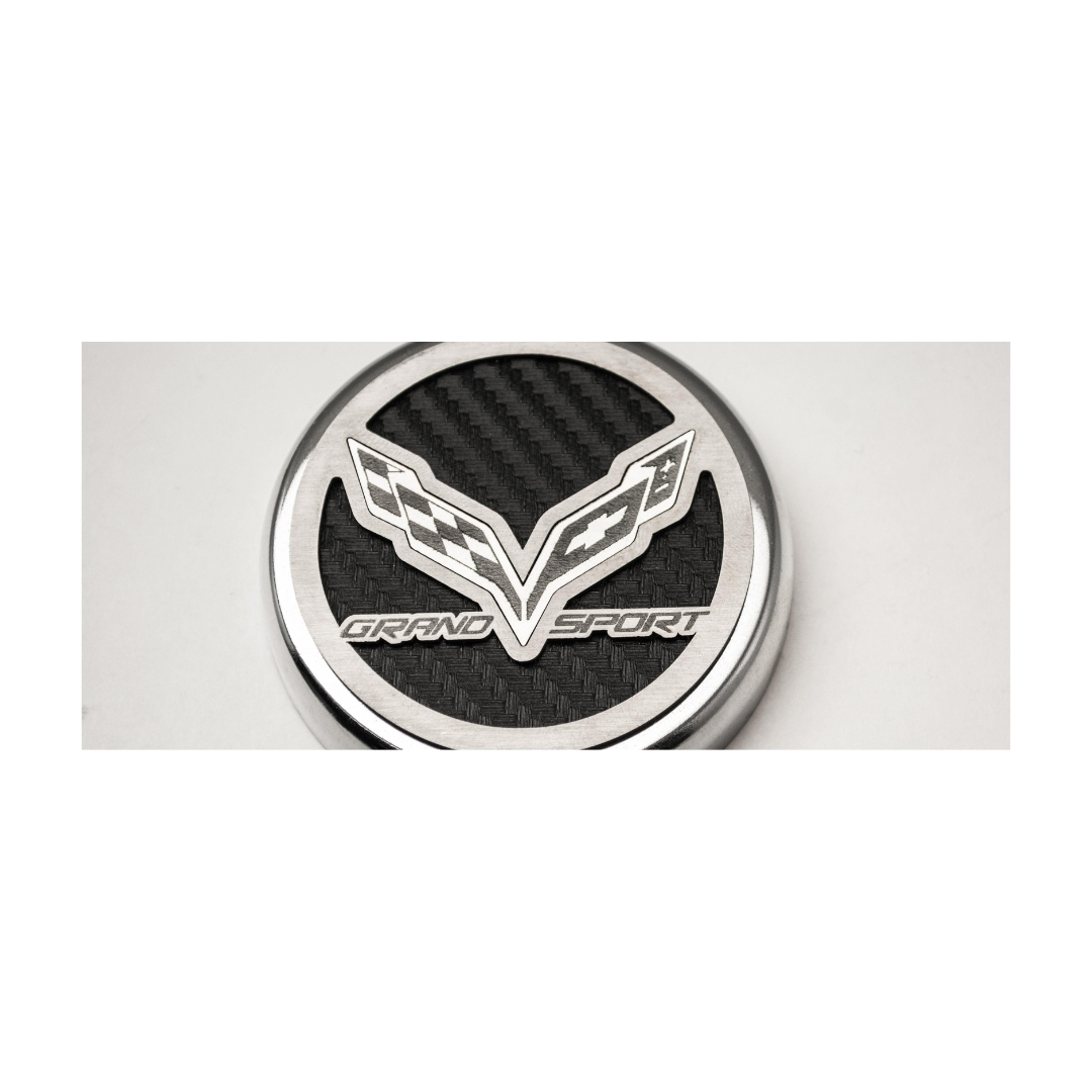 C7 Corvette Grand Sport Fluid Cap Cover Set | Crossed Flags | 5 pc | Automatic | 2016-2019