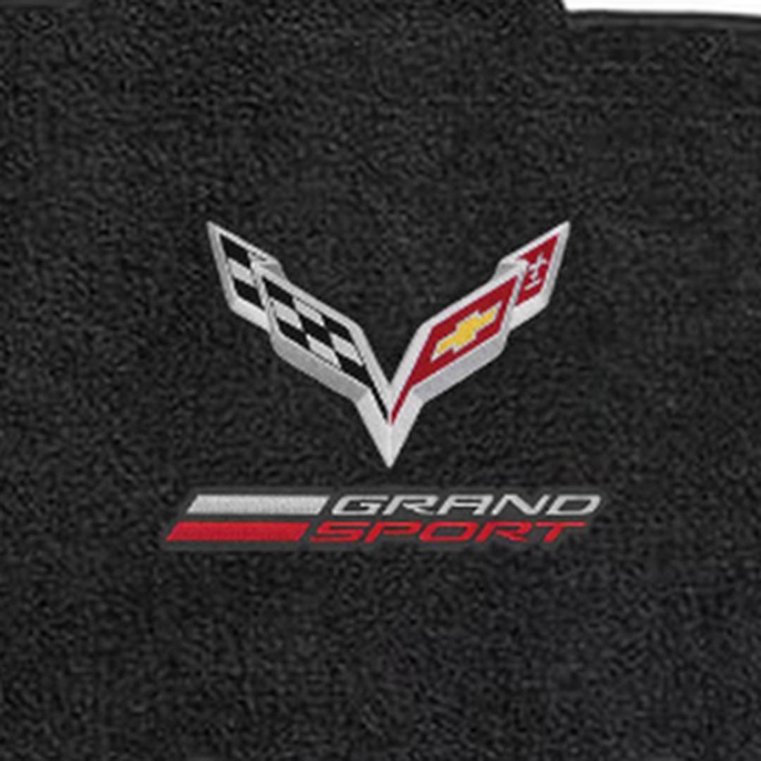 C7 Corvette Crossed Flags and Grand Sport logo - close-up