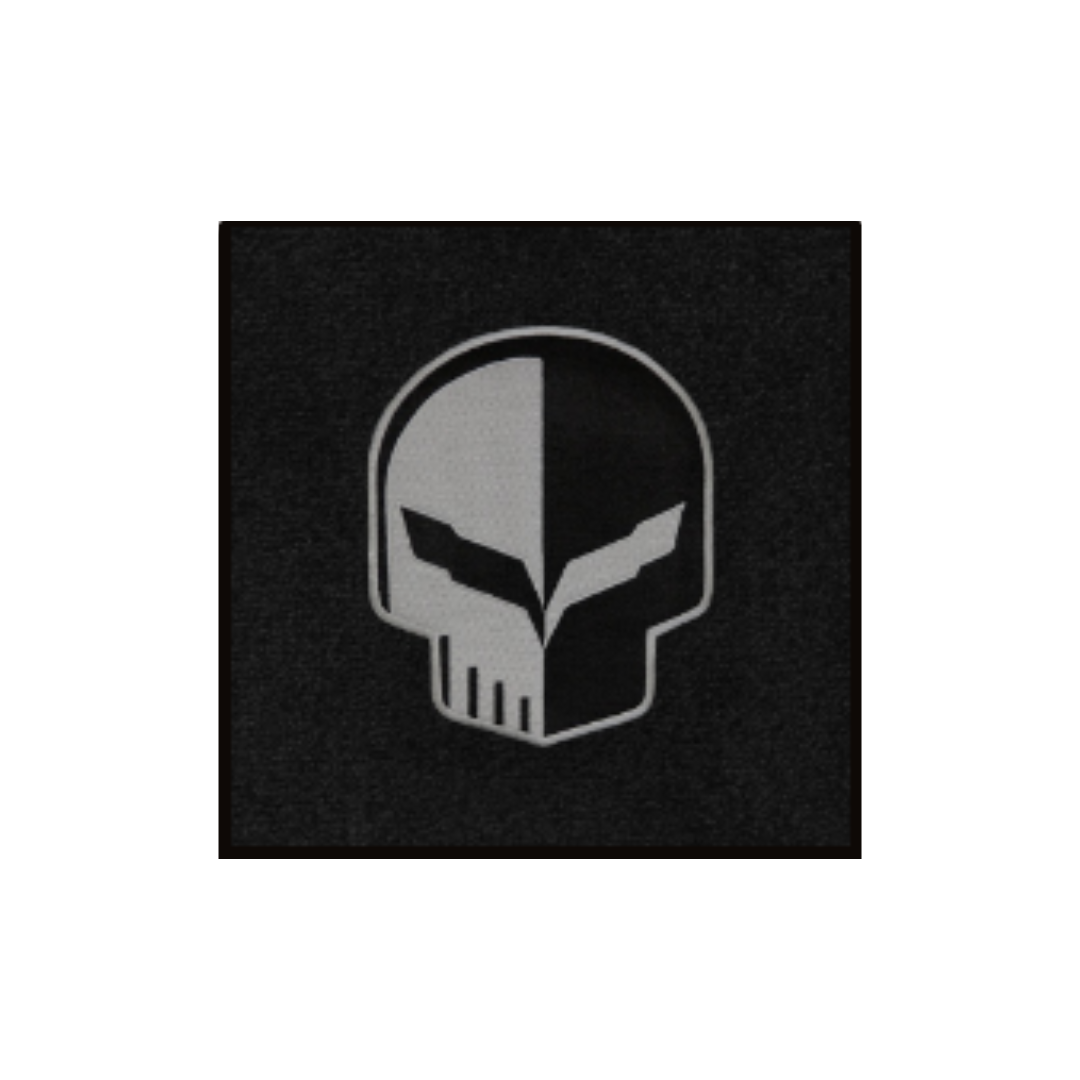 2014-2019 C7 Corvette Lloyd Velourtex Floor Mats - Silver Jake Skull logo