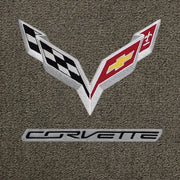 Lloyd C7 Corvette Flags & Corvette Script Blk On Silver - C7 Corvette floor mat emblem