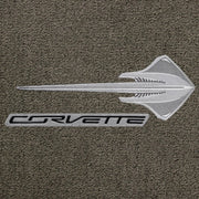 Lloyd C7 Stingray Emblem & Corvette Script Blk On Silver - C7 Corvette floor mat emblem