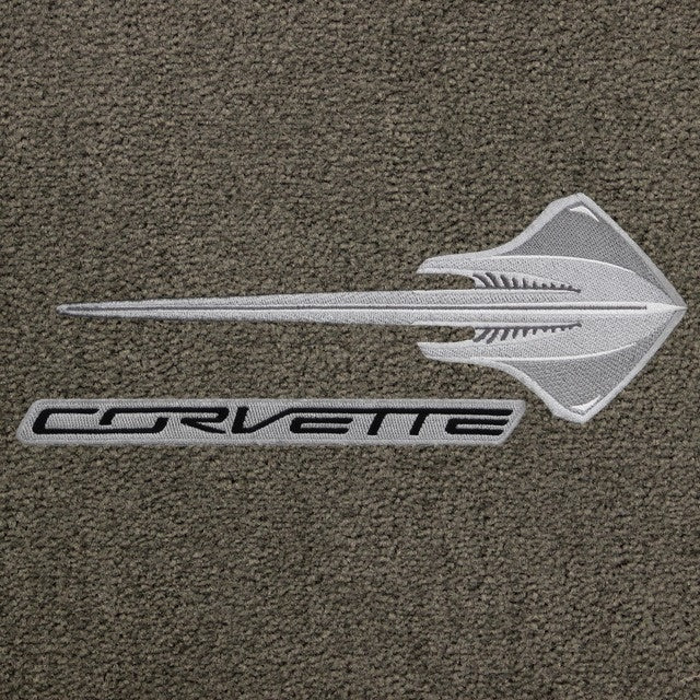 Lloyd C7 Stingray Emblem & Corvette Script Blk On Silver - C7 Corvette floor mat emblem