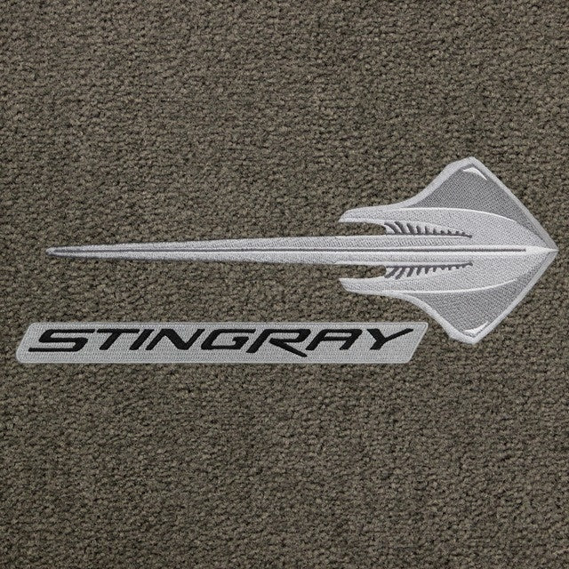 Lloyd C7 Stingray Emblem & Stingray Script Blk On Silver - C7 Corvette floor mat emblem