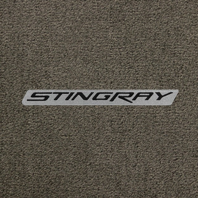 Lloyd C7 Stingray Script (Black Letters/Silver Background) - C7 Corvette floor mat emblem