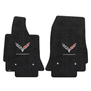 2014-2019 C7 Corvette Stingray Lloyd front floor mats - Crossed Flags & Stingray Script Logo