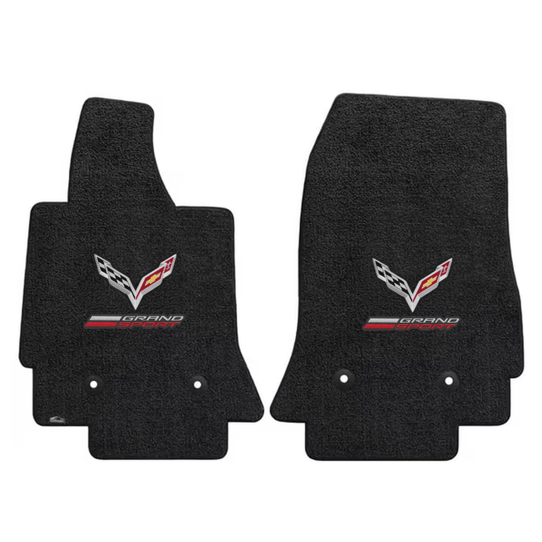 2017-2019 C7 Corvette Grand Sport Lloyd front floor mats - Crossed Flags & Grand Sport Logo