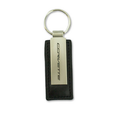 C7 CORVETTE METAL AND LEATHER KEYCHAIN