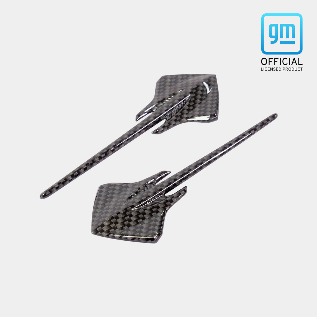 C7 Corvette Stingray Emblems Pair Hydro Carbon Fiber