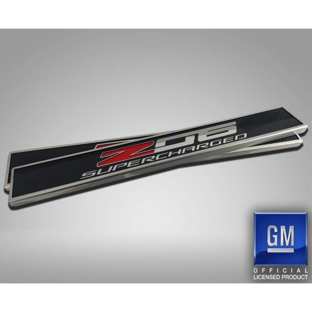 C7 Corvette Z06 Replacement Door Sills - Carbon Fiber with Stainless Steel Trim