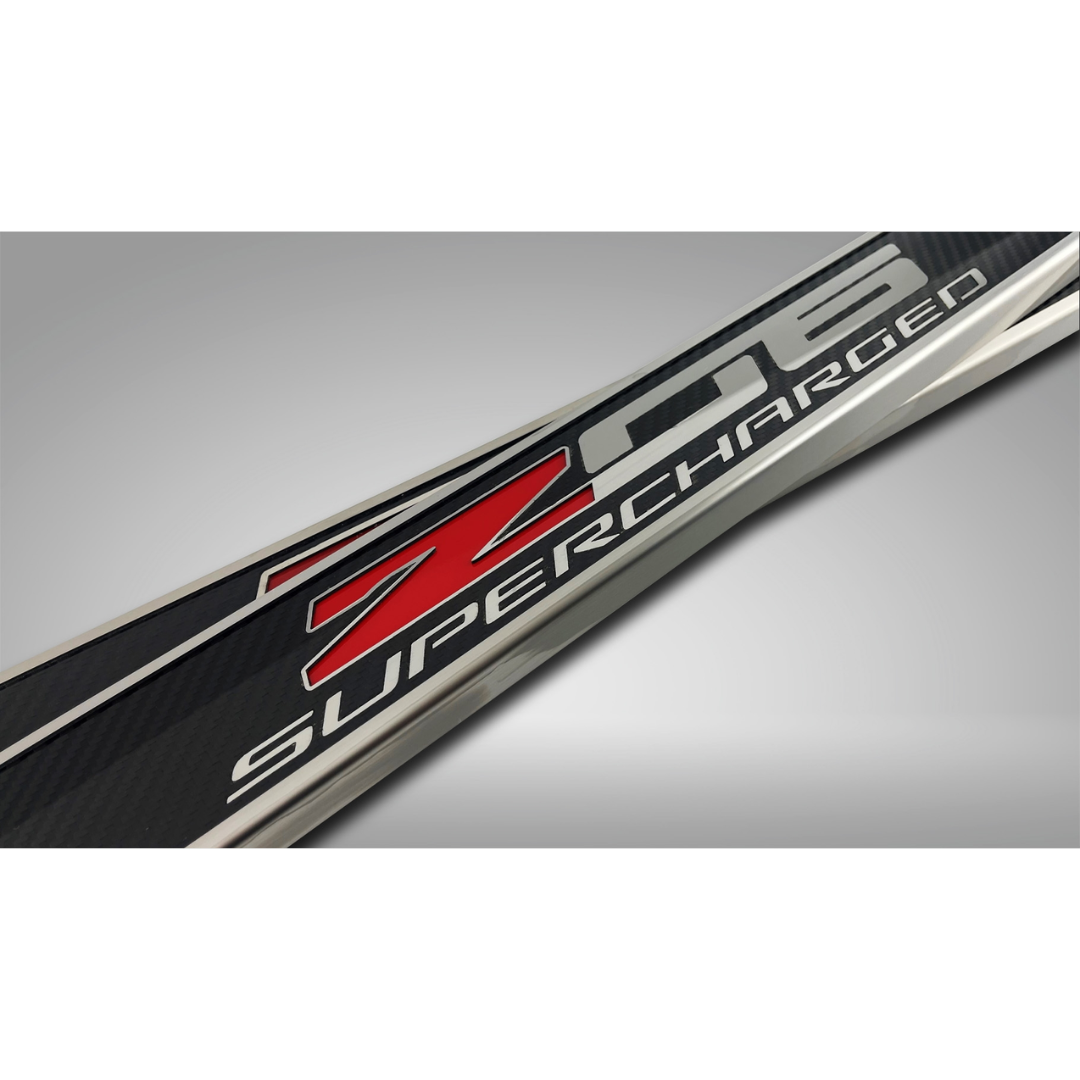 C7 Corvette Z06 Replacement Door Sills - Carbon Fiber with Stainless Steel Trim