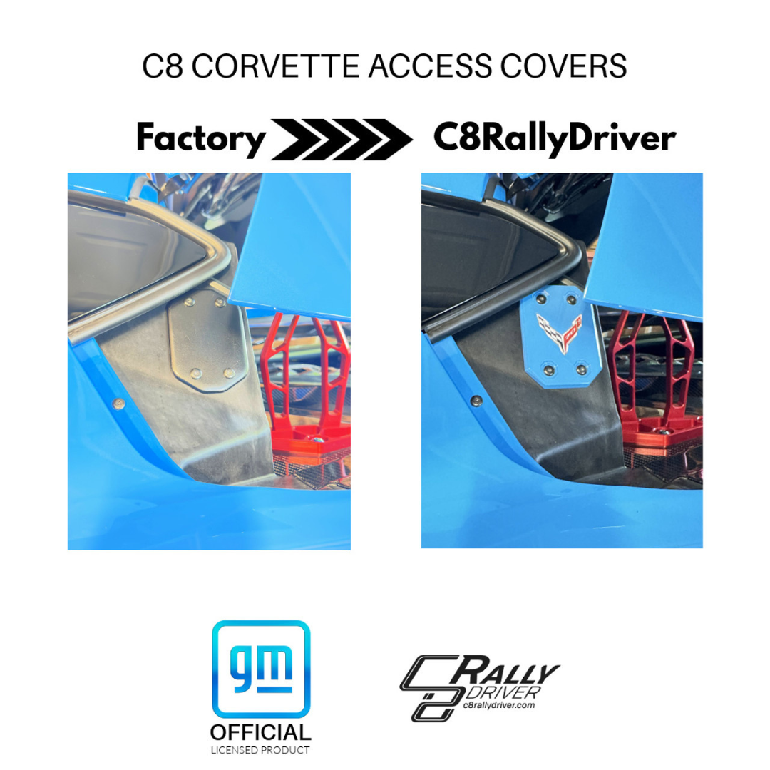 C8 Corvette Z06 Aluminum Engine Builder Plaque, Hatch Support Brackets, and Access Covers