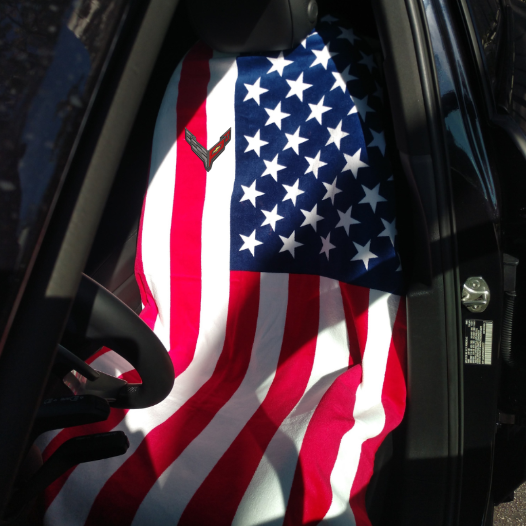 C8 Corvette American Flag Towel2Go Seat Cover