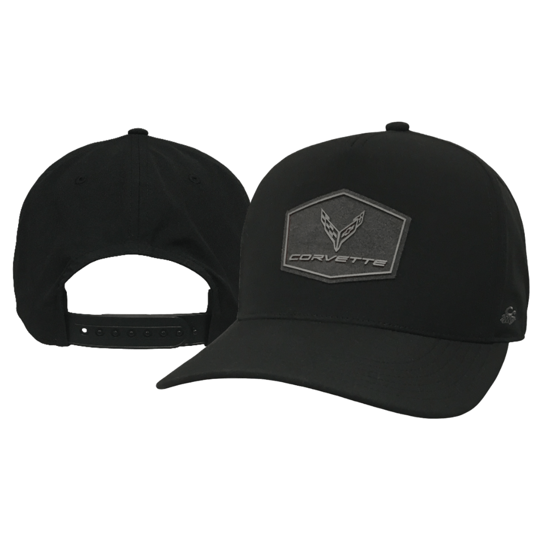 C8 Corvette Black Performance Fabric Hat with Shadow Corvette TPU Patch