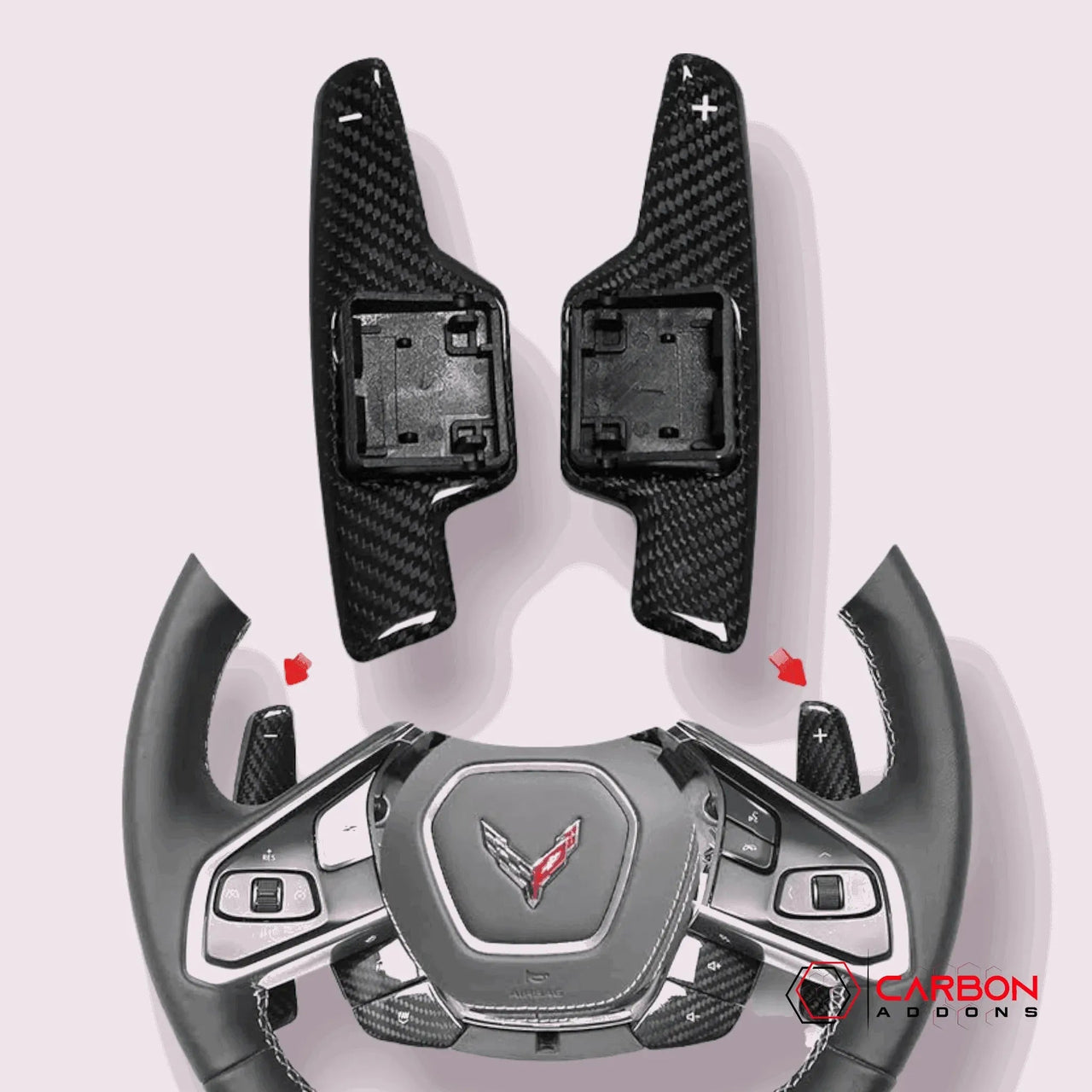 C8 Corvette Real Carbon Fiber Paddle Shifters | Direct Replacement (2020–2026)