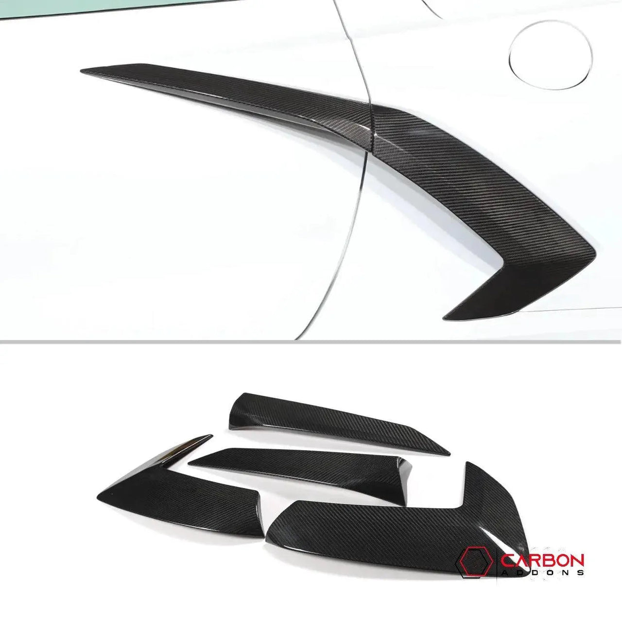 C8 Corvette Stingray Carbon Fiber Side Scoop Boomerang Trim Covers (4-Piece Set) | Exterior Upgrade (2020–2026)