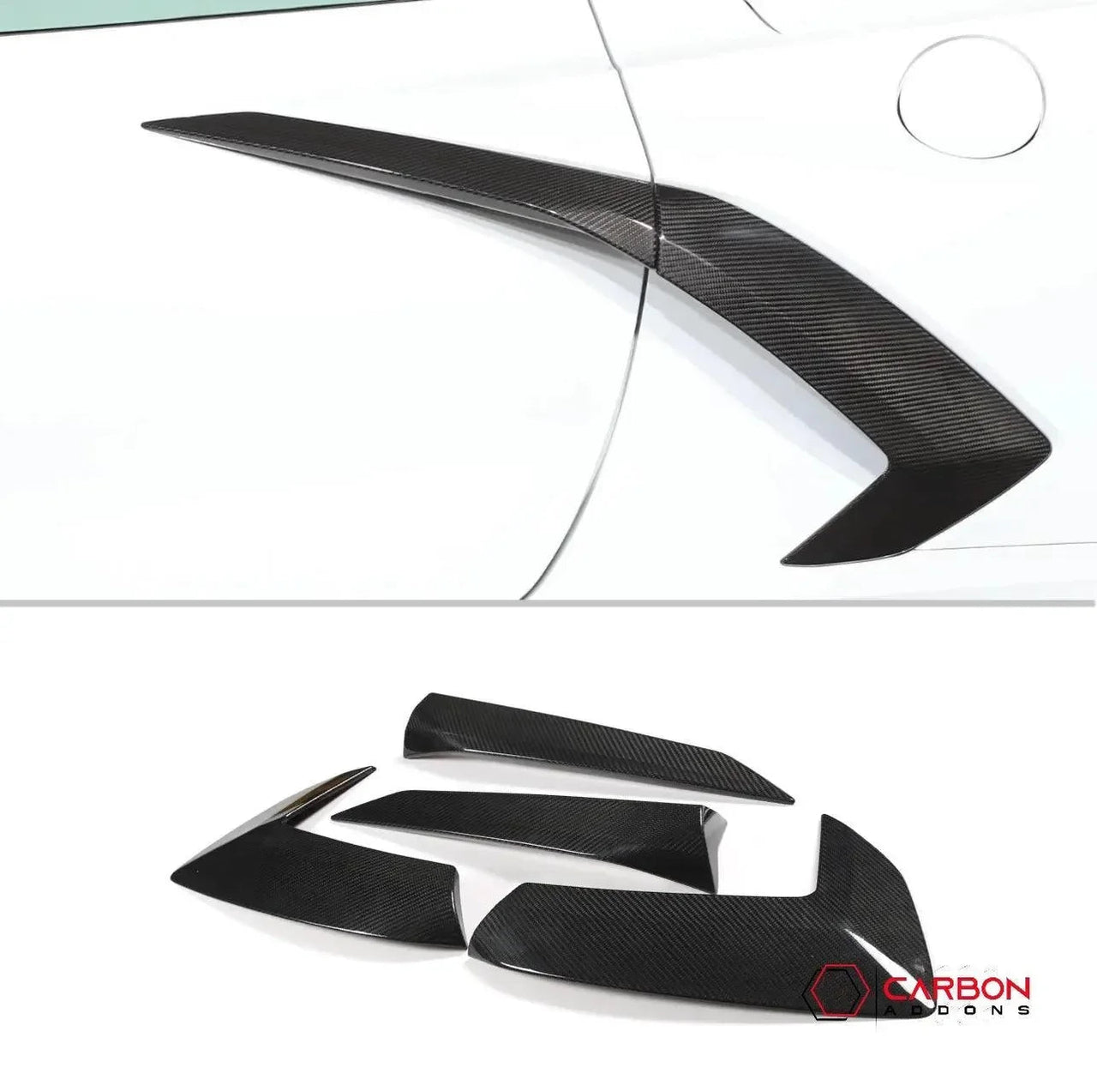 C8 Corvette Stingray Carbon Fiber Side Scoop Boomerang Trim Covers (4-Piece Set) | Exterior Upgrade (2020–2026)