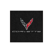 2020-2027 C8 Corvette Lloyd Velourtex Floor Mats - Silver Flags over Corvette script, stacked