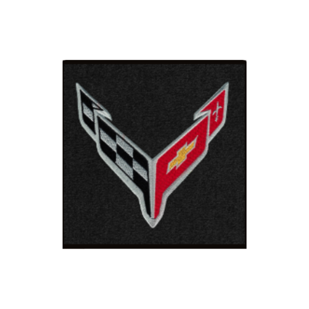 2020-2027 C8 Corvette Lloyd Classic Loop Floor Mats - C8 Silver Colored Flags logo