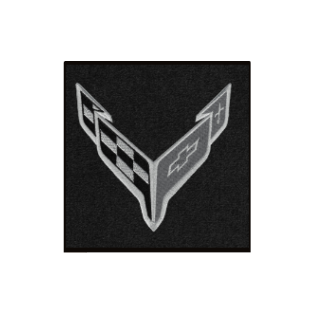 2020-2027 C8 Corvette Lloyd Classic Loop Floor Mats - C8 Black and White Flags logo