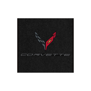2020-2027 C8 Corvette Lloyd Velourtex Floor Mats - Carbon Flags over Corvette script, stacked