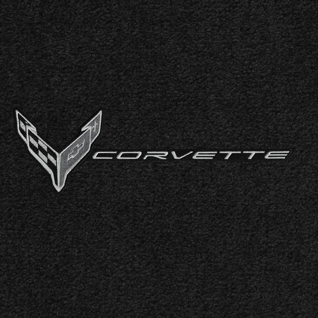 Lloyd C8 Flags Monochromatic and Corvette Word Combo (2020-ON) Applique - C8 Corvette floor mat emblem