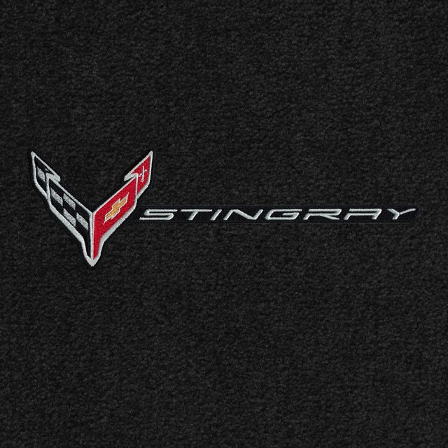 Lloyd C8 Flags Silver and Stingray Word Combo (2020-ON) Applique - C8 Corvette floor mat emblem