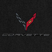 Lloyd C8 Flags Carbon & Corvette Word Carbon Dbl (2020-ON) Applique - C8 Corvette floor mat emblem
