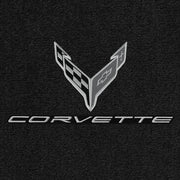 Lloyd C8 Flags Monochromatic & Corvette Word Silver Dbl (2020-ON) Applique - C8 Corvette floor mat emblem