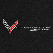 Lloyd C8 Flags Silver with Corvette word and Z06 Combo (2023-ON) App - C8 Corvette floor mat emblem