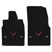 2020-2027 C8 Corvette Lloyd front floor mats - Carbon Crossed Flags Logo (Non E-Ray)