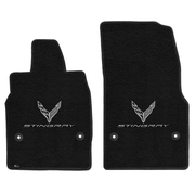 2020-2027 C8 Corvette Lloyd front floor mats - Monochrome Crossed Flags & Stingray Logo (Non E-Ray)