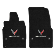 2024-2027 C8 Corvette Lloyd front floor mats - Silver Crossed Flags & Z06 Logo (Non E-Ray)