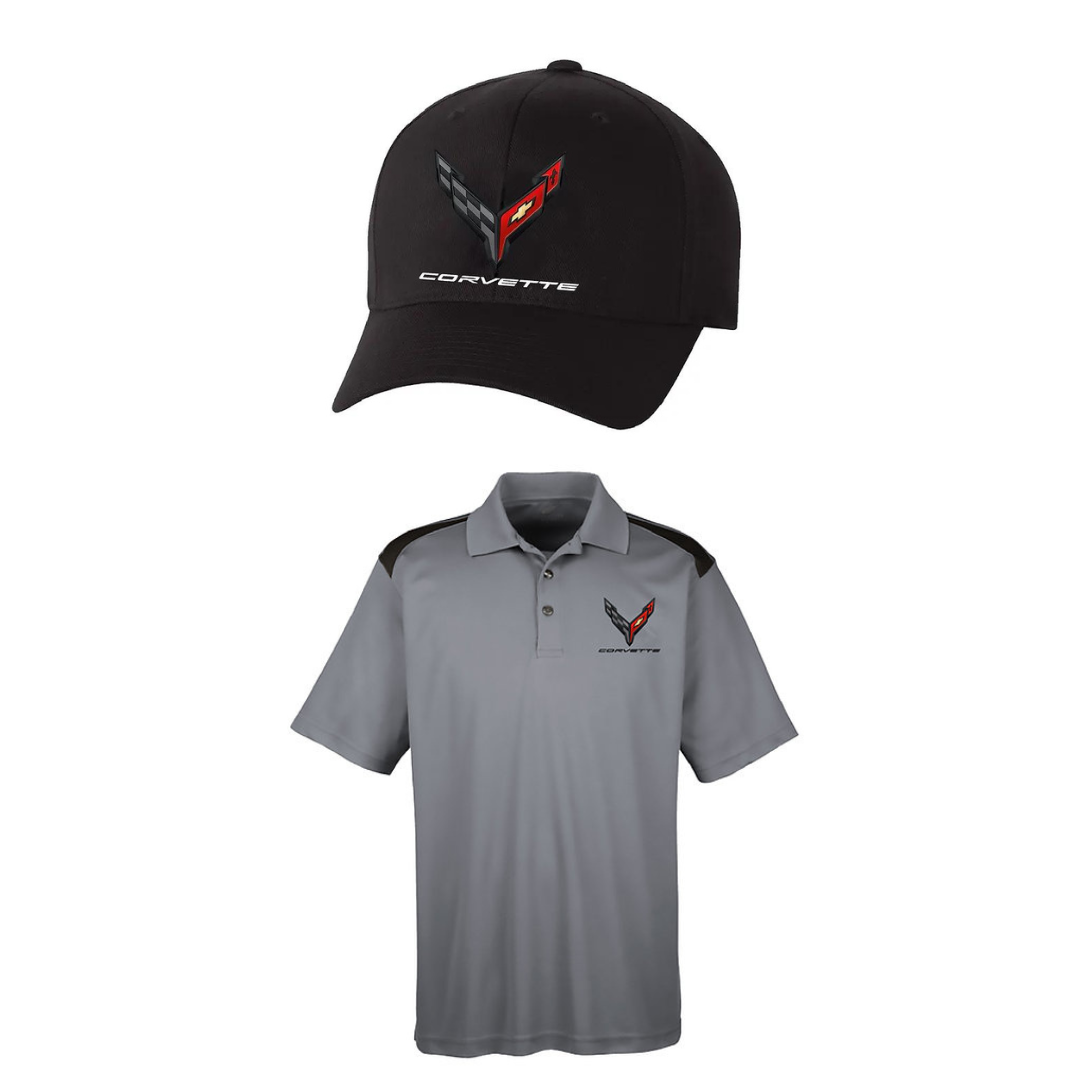 C8 Corvette Polo Shirt and Hat Bundle
