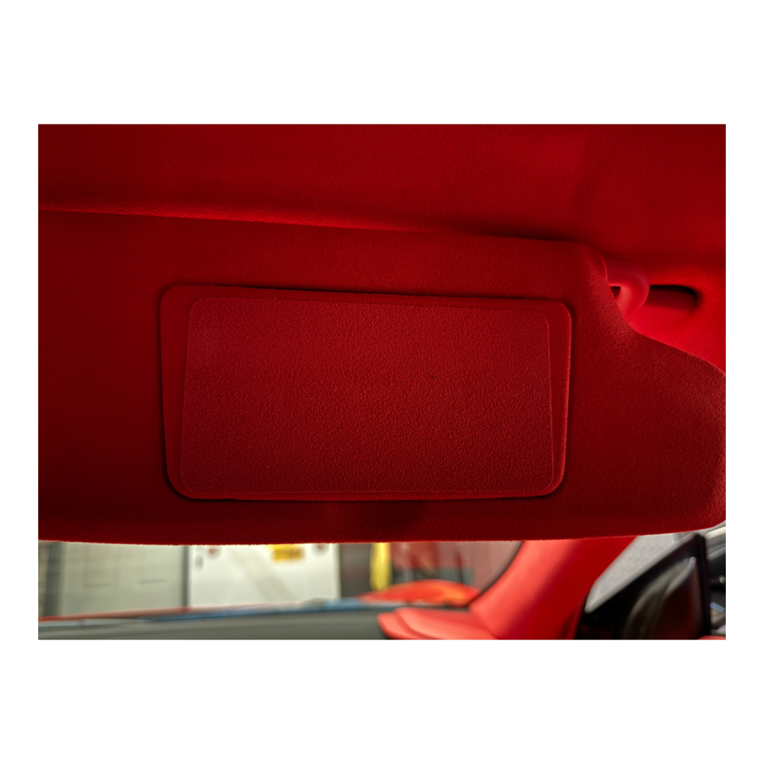 C8 Corvette Sun Visor Label Covers - Red Suede