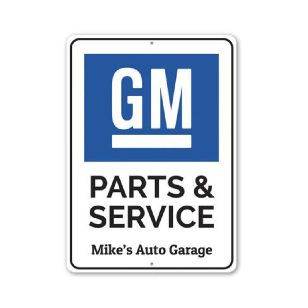 Personalized GM Parts & Service Aluminum Sign