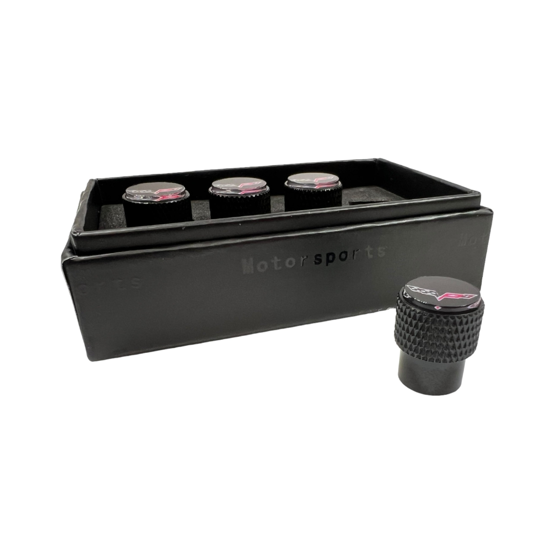 Chevrolet Corvette C6 Black Knurled Valve Stem Caps