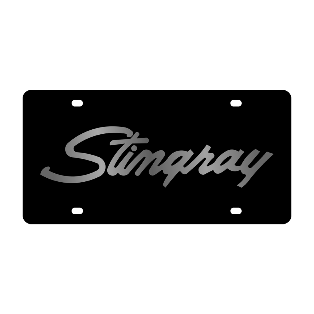 Chevrolet Corvette Stingray Script Carbon Steel License Plate