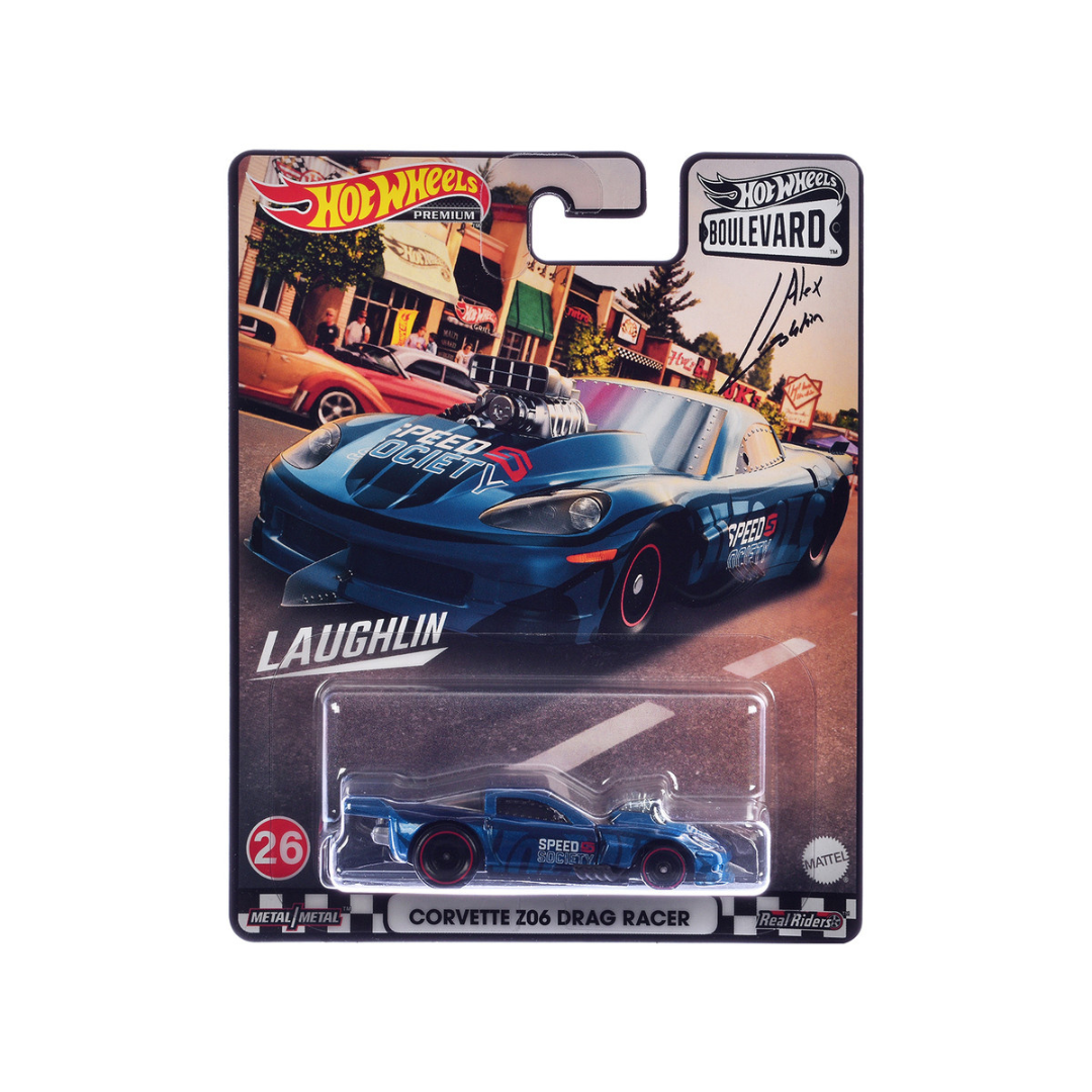 Chevrolet Corvette Z06 Drag Racer "Speed Society" Blue Metallic with Graphics "Boulevard" Series Diecast Model Car by Hot Wheels