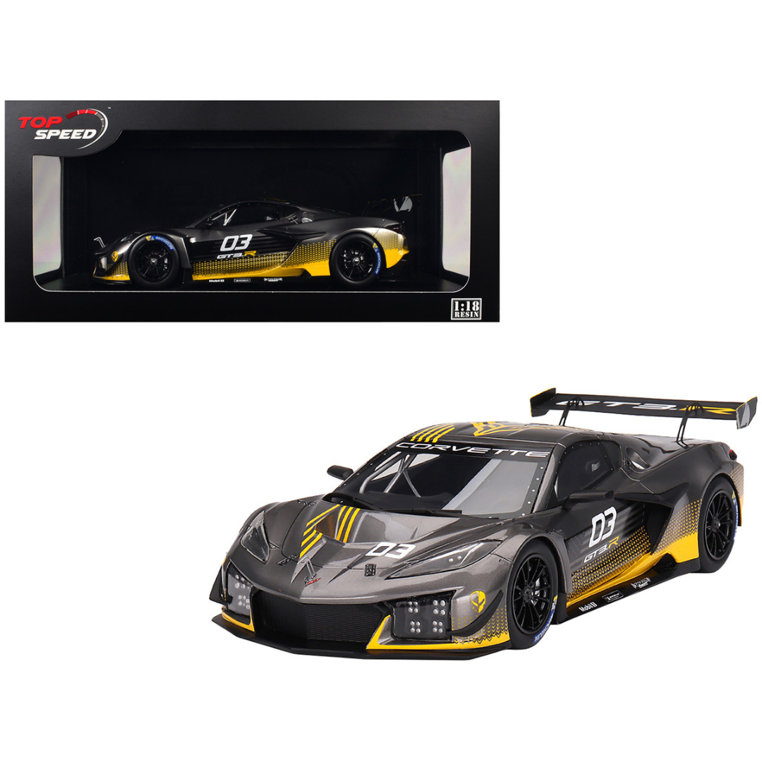 Chevrolet Corvette Z06 GT3.R #03 Gray Metallic with Graphics "Daytona Presentation" (2023) 1/18 Model Car