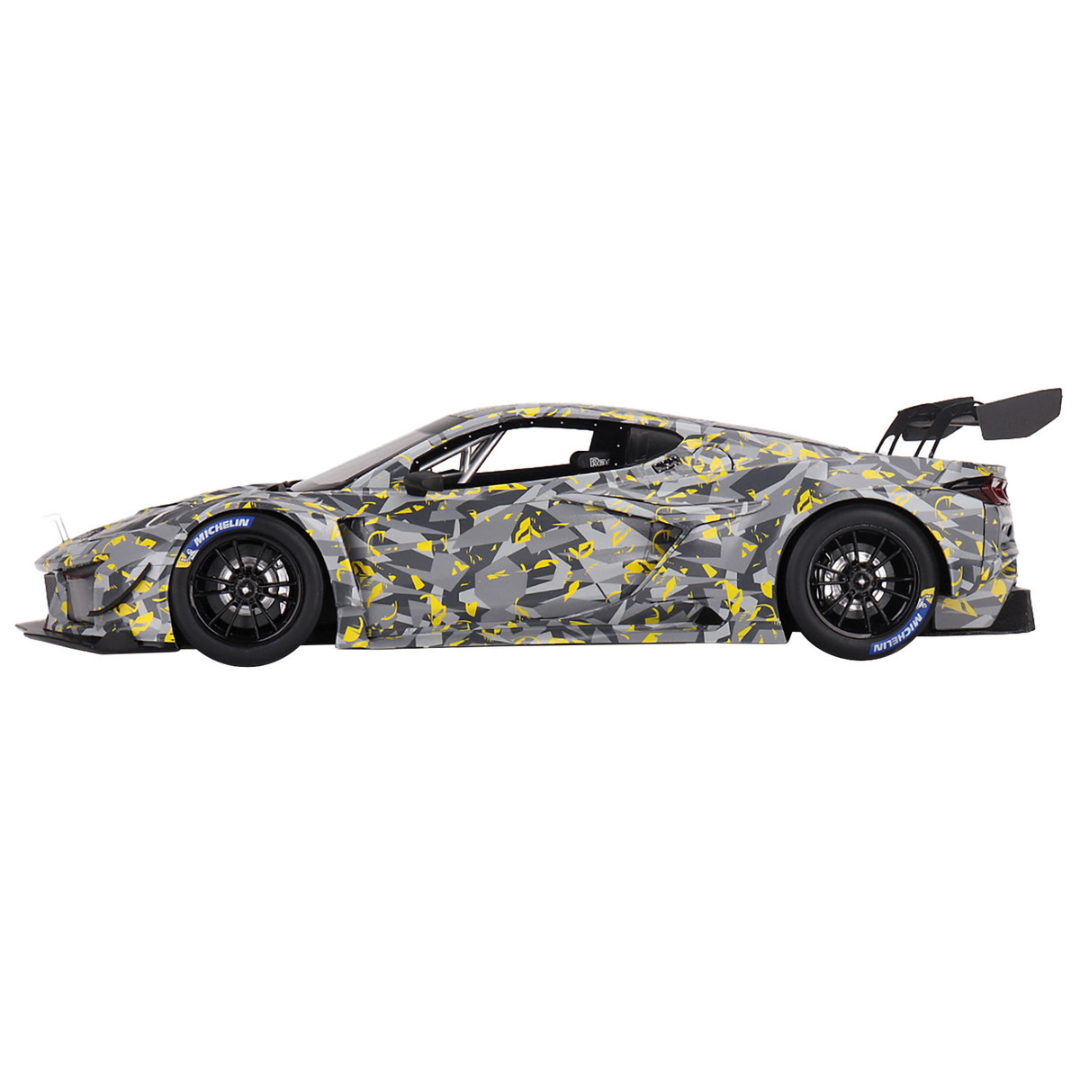 Chevrolet Corvette Z06 GT3.R Gray and Yellow Graphics "Sebring Test Car" (2022) 1/18 Model Car