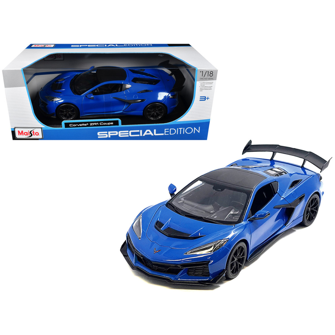 Chevrolet Corvette ZR1 Coupe Blue with Carbon Top "Special Edition" Series 1/18 Diecast Model Car