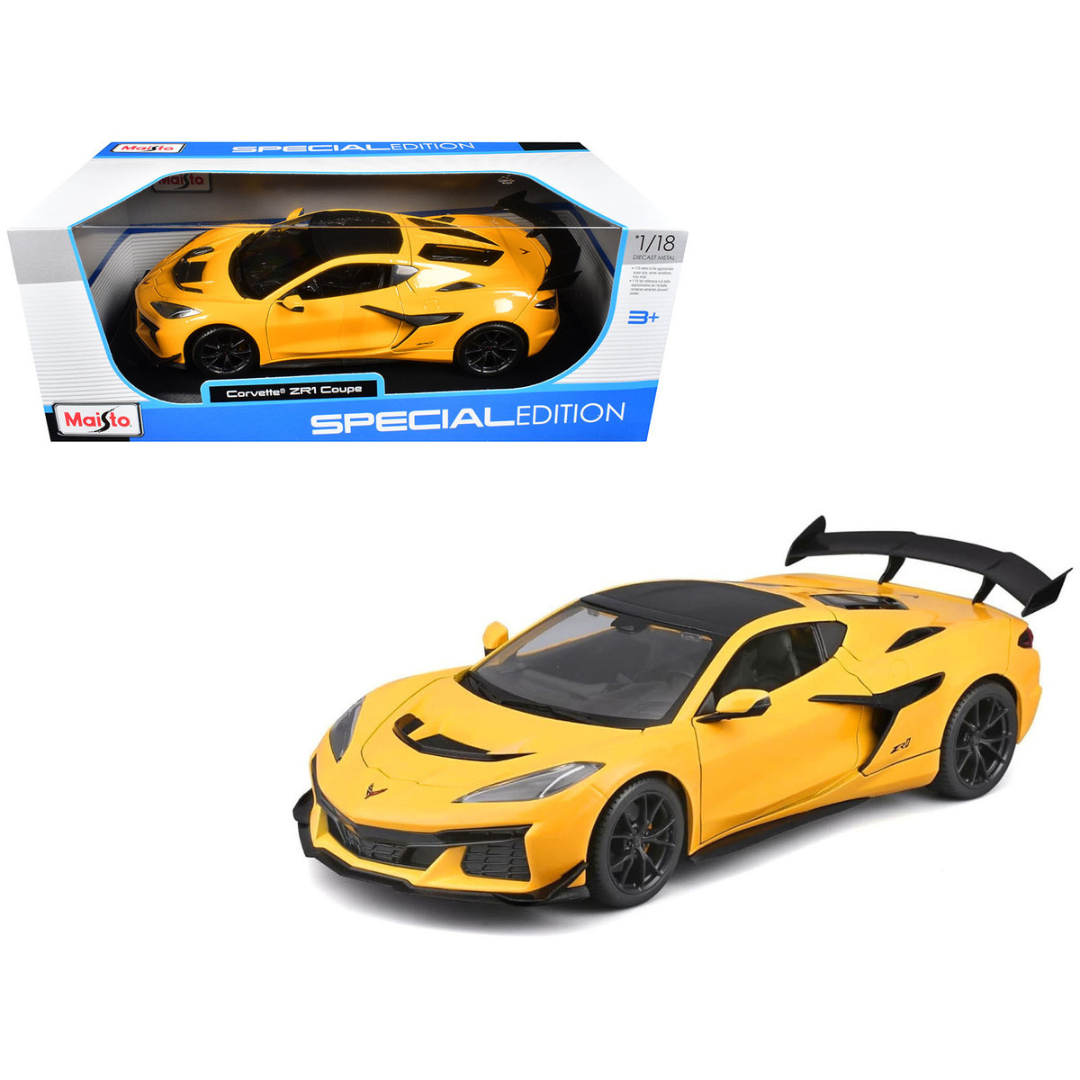 Chevrolet Corvette ZR1 Coupe Yellow with Carbon Top "Special Edition" Series 1/18 Diecast Model Car